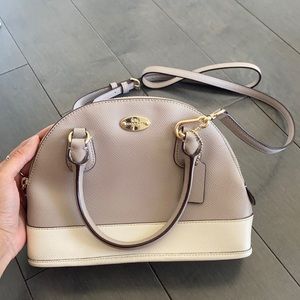 SOLD-Cute purple/cream crossbody coach bag